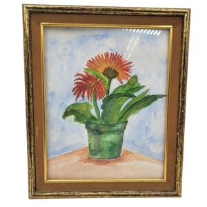 Vintage Velvet Frame with Gerbera Daisy Watercolor